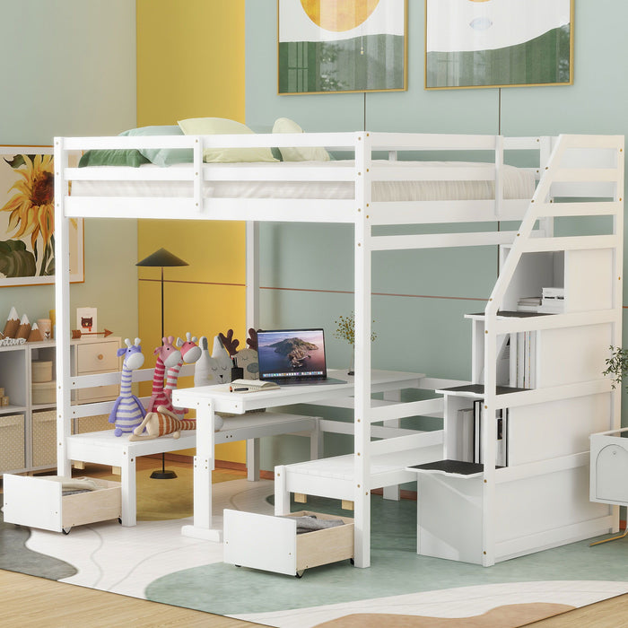 Kids Furniture - Bunk Bed With Staircase (The Down Bed Can Be Convertible To Seats And Table Set)