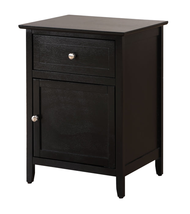 Glory Furniture Izzy 1 Drawer / 1 Door Nightstand, Black