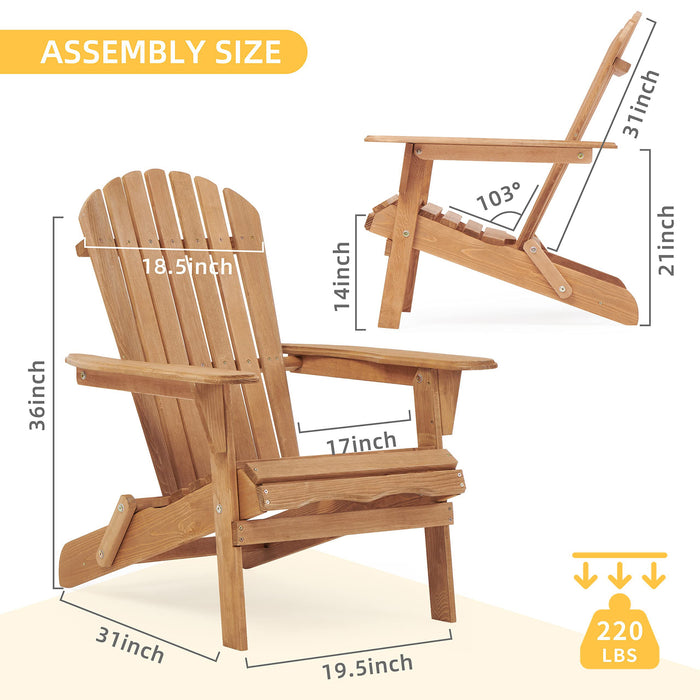 Lounge Patio Chair For Garden Outdoor Wooden Folding Adirondack Chair (Set of 2) Solid Cedar Wood Lounge Patio Chair For Garden