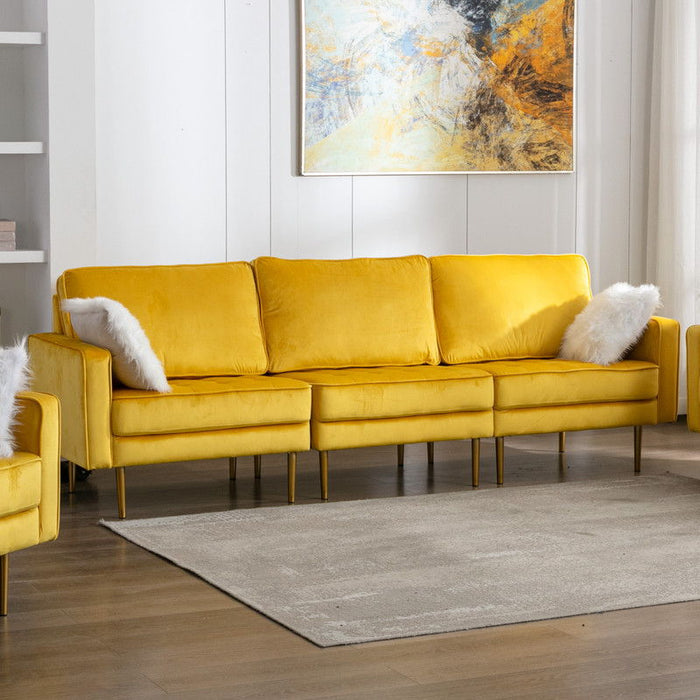 Theo - Velvet Sofa With Pillows