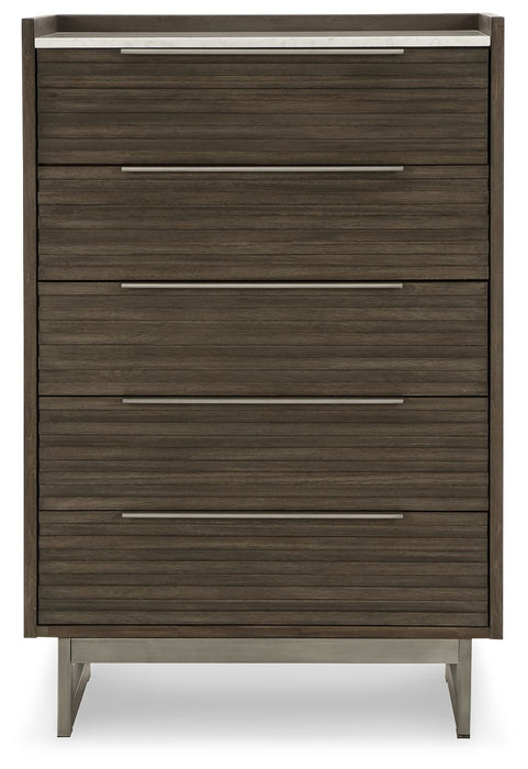Arkenton - Grayish Brown / White - Five Drawer Chest