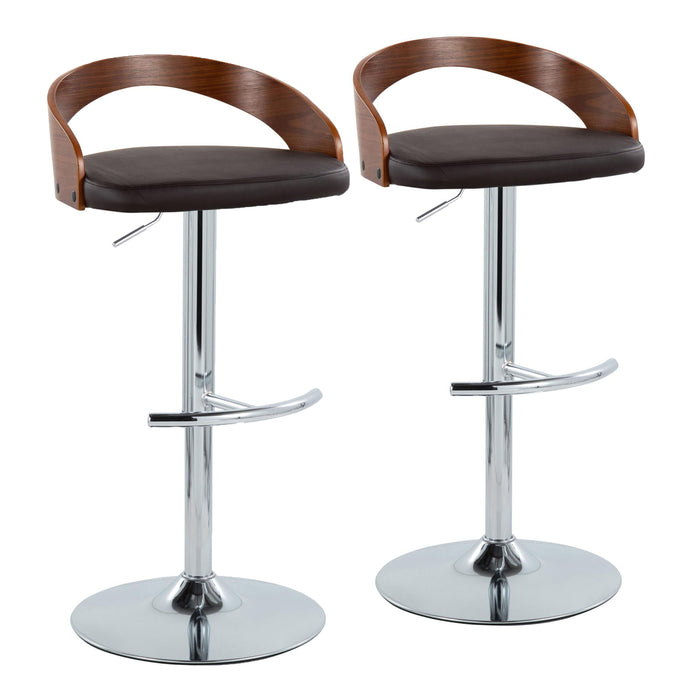 Grotto - Contemporary Adjustable Barstool & Swivel With Rounded T Footrest (Set of 2)