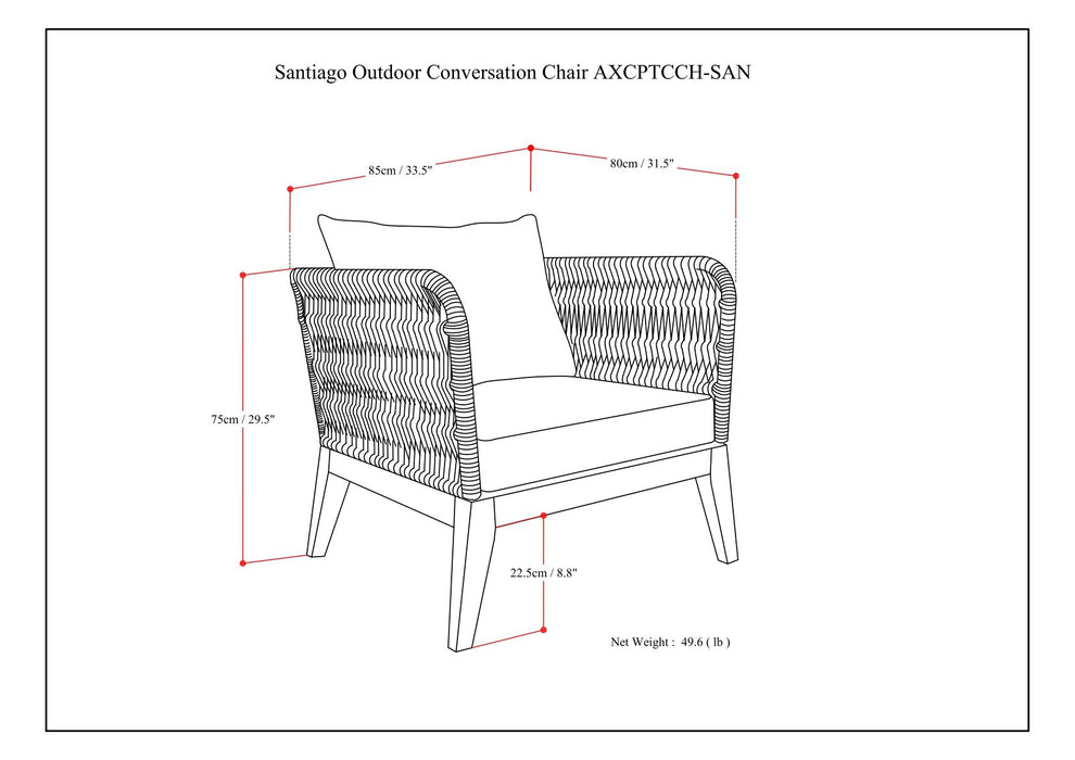 Santiago - Outdoor Conversation Chair - Slate Grey