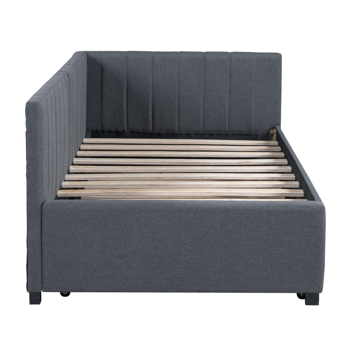 Upholstered Daybed With Trundle, Sofa Bed Frame, No Box Spring Needed