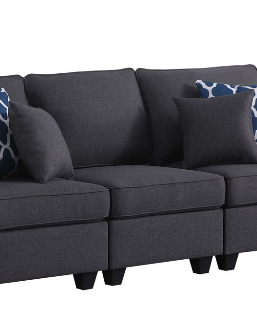 Cooper - Linen 4 Piece Sectional Sofa Chaise With Cupholder