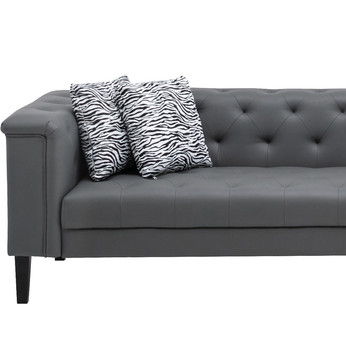 Sarah - Vegan Leather Tufted Sofa With 4 Accent Pillows