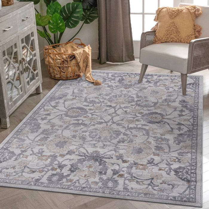 Marfi - 6' x 9' Oriental Non-Shedding Living Room Bedroom Dining Home Office Stylish And Stain Resistant Area Rug - Sand / Ivory