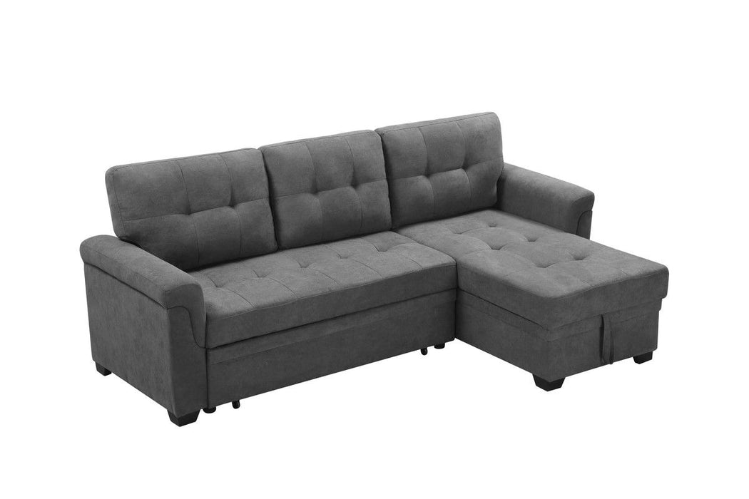 Connor - Fabric Reversible Sectional Sleeper Sofa Chaise With Storage - Gray