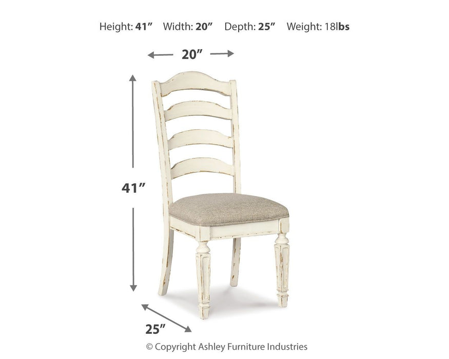 Realyn - Chipped White - Cadeira lateral de jantar Uph (conjunto de 2) - Ladderback