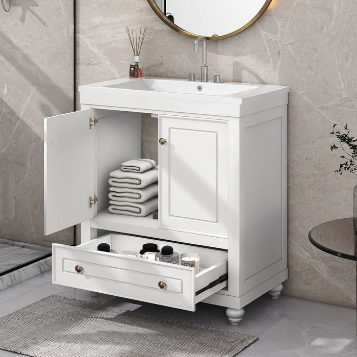 Bathroom Vanity With Sink, Combo, Cabinet With Doors And Drawer, Solid Frame And MDF Board