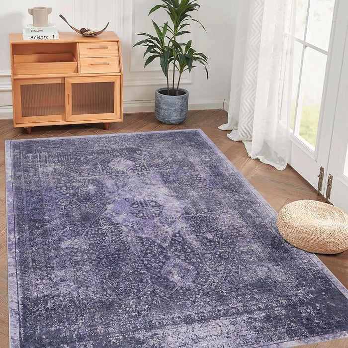 Area Rug Washable Rug, Low-Pile, Non-Slip, Non-Shedding, Foldable, Kid & Pet Friendly Area Rugs For Living Room, Bedroom, Kitchen, Dining Room Rug, Perfect Gifts - Anthracite