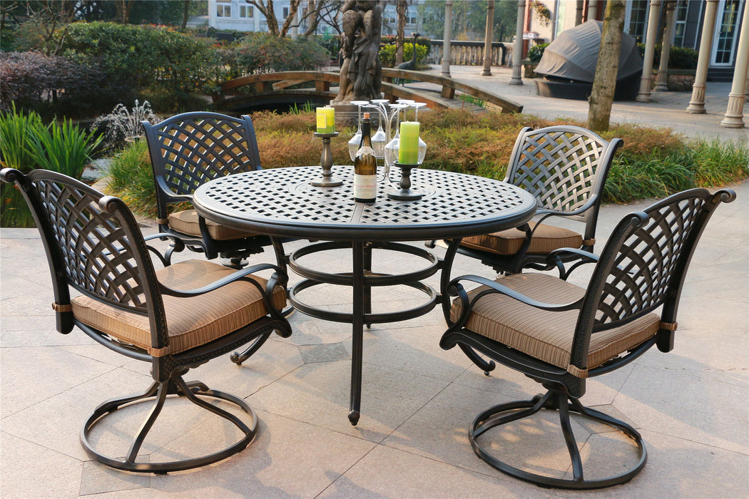 Round 4 Person 51.97" Long Dining Set With Cushions