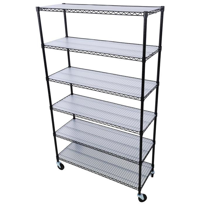 6 Tier 6000Lbs Capacity Nsf Metal Shelf Wire Shelving Unit, Heavy Duty Adjustable Storage Rack With Wheels & Shelf Liners For Commercial Grade Utility Steel Storage Rack