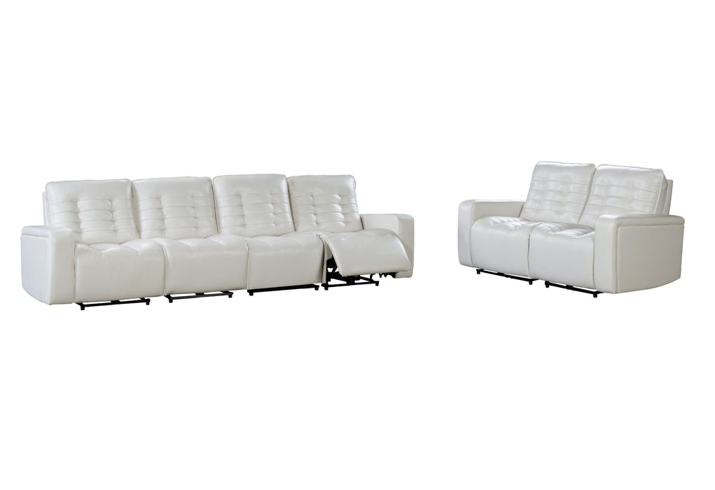 U6066 - 5 Piece Sectional (2 Power Armless Recliners, 2 Chairs And 1 Wedge) - Blanche White