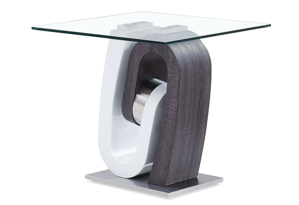 T4127 - End Table - Clear / Silver / White / Dark Gray