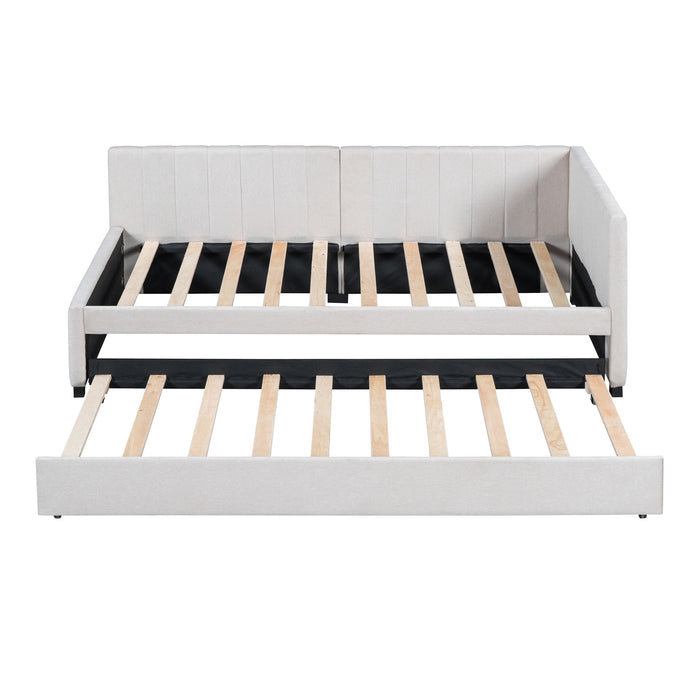 Upholstered Daybed With Trundle, Sofa Bed Frame, No Box Spring Needed