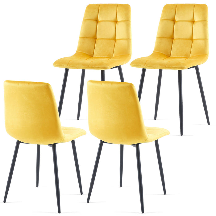 Mid Century Modern Yellow Velvet Dining Chairs (Set of 2) For Kitchen, Living Room