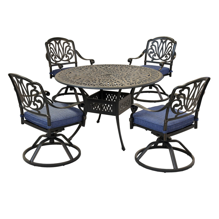 Round 48.03" Long Aluminum Dining Set With Cushions