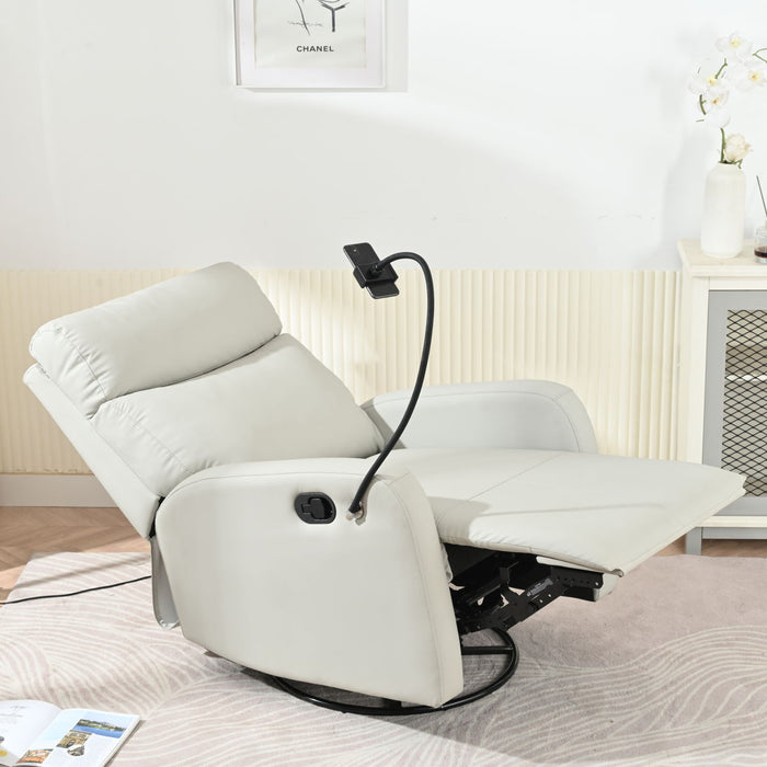 Rocking Recliner Chair, 360 Degree Swivel Nursery Rocking Chair, Glider Chair, Modern Small Rocking Swivel Recliner Chair For Bedroom, Living Room Chair Home Theater Seat, Phone Holder