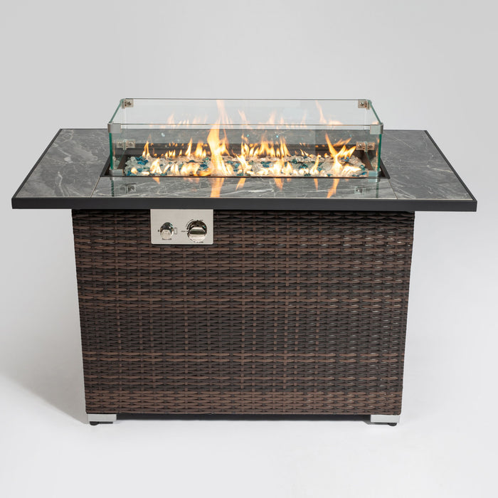 44" Outdoor Fire Pit Table, Propane Fire Table With Ceramic Tabletop Gas Fire Table - Espresso