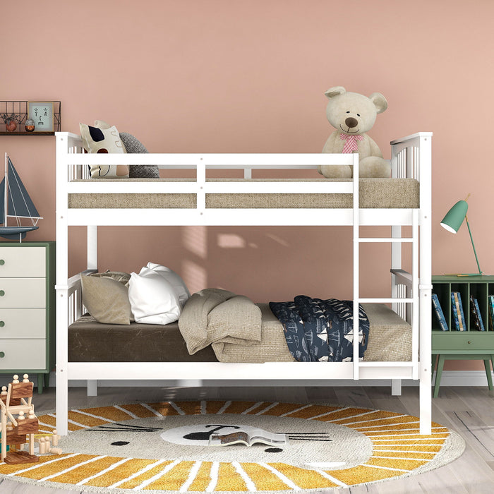 Kids Furniture - Bunk Bed With Ladder For Bedroom, Guest Room Furniture