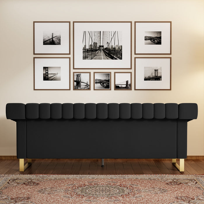 Fx-P81Pu-Bk Fashionable Sofa For Livingroom And Office Room 3S Sofa (Temu Suitable) - Black