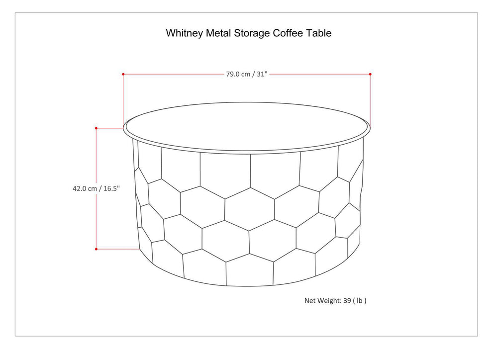 Whitney - Metal Storage Coffee Table - Antique Bronze