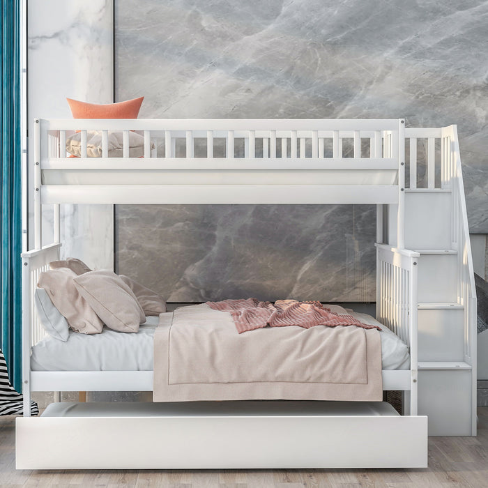 Kids Furniture - Bunk Bed With Trundle And Staircase