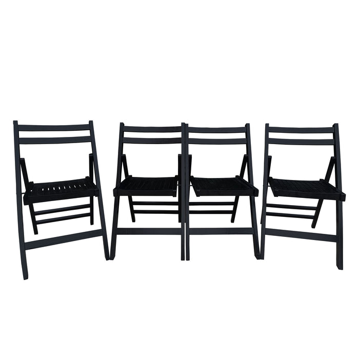 Furniture Slatted Wood Folding Special Event Chair - Black, (Set of 4) Folding Chair, Foldable Style