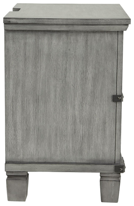 Russelyn - Cinza - Mesa de cabeceira com duas gavetas