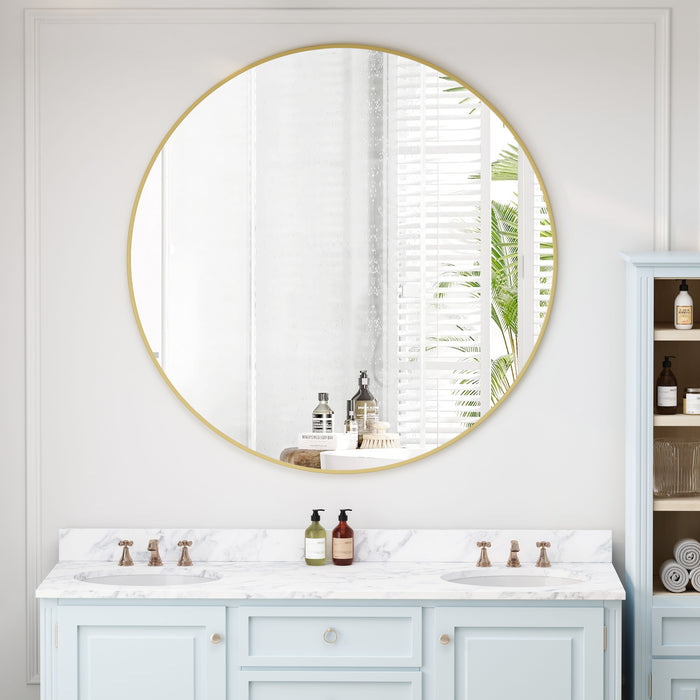 Wall Mirror Circular Mirror Metal Framed Mirror Round Vanity Mirror Dressing Mirror, For Bathroom, Living Room, Bedroom - Gold