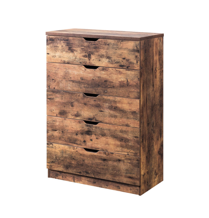 5 Drawer Bedroom Chest Dresser - Distressed Wood