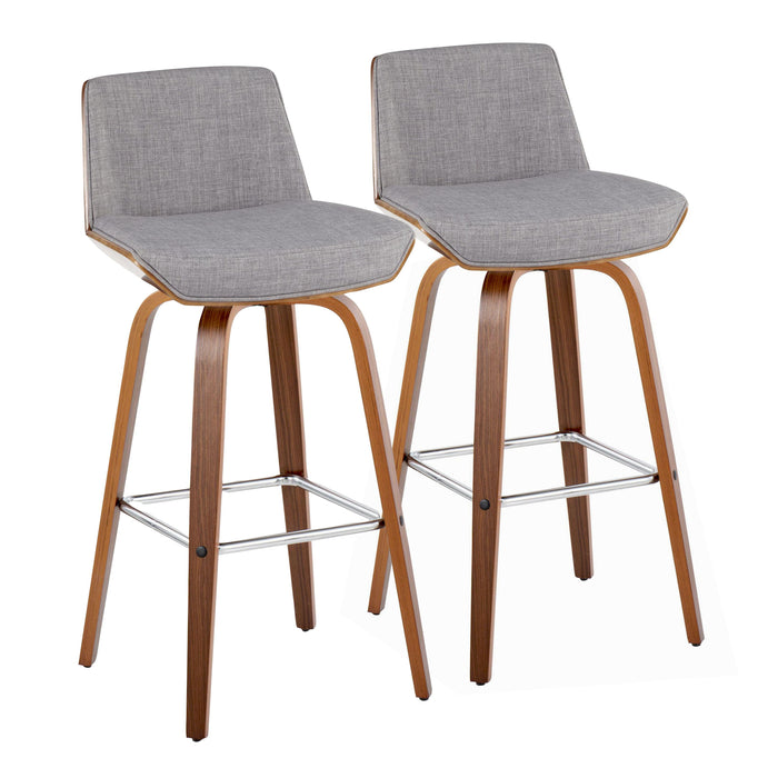 Corazza - Mid Century Modern Fixed Height Barstool With Swivel With Square Footrest (Set of 2)