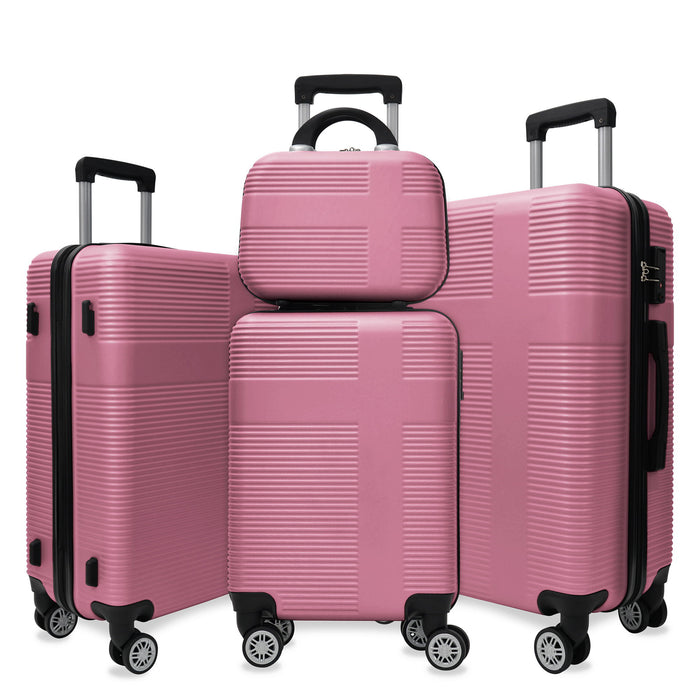 Luggage 4 Piece Set With Spinner Wheels, Hardshell Lightweight Suitcase With Tsa Lock, Checked Luggage