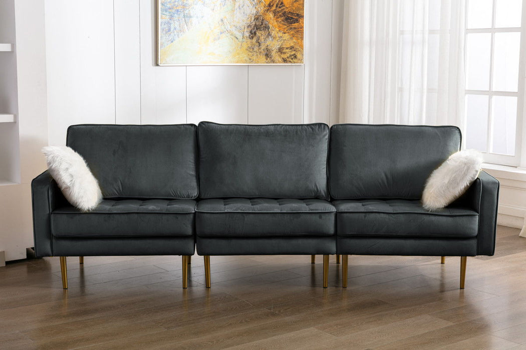 Theo - Velvet Sofa With Pillows