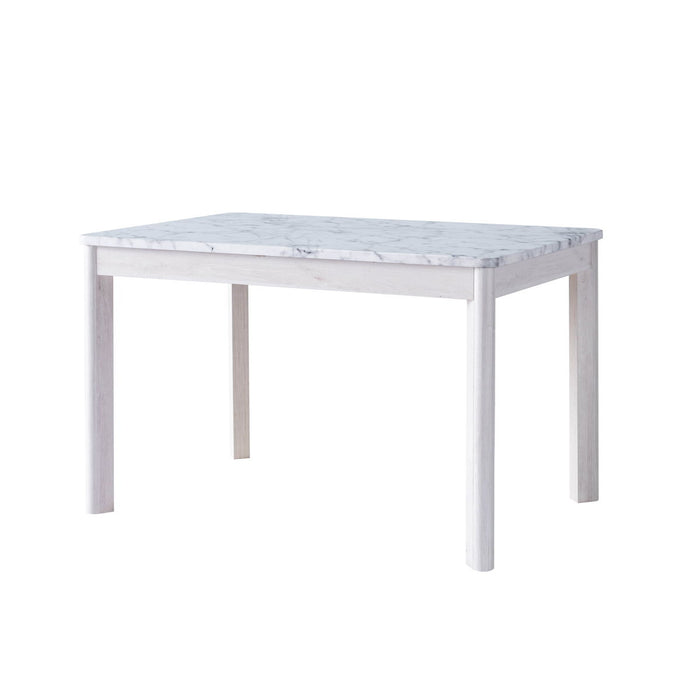 Glossy Marble Tabletop, Modern Faux Marble White Dining Table - Faux Marble White & White Oak