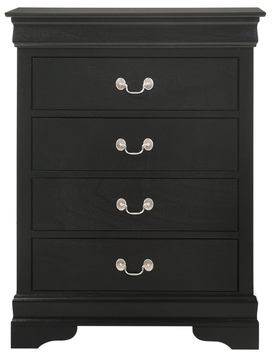 Glory Furniture Louis Phillipe 4 Drawer Chest, Black