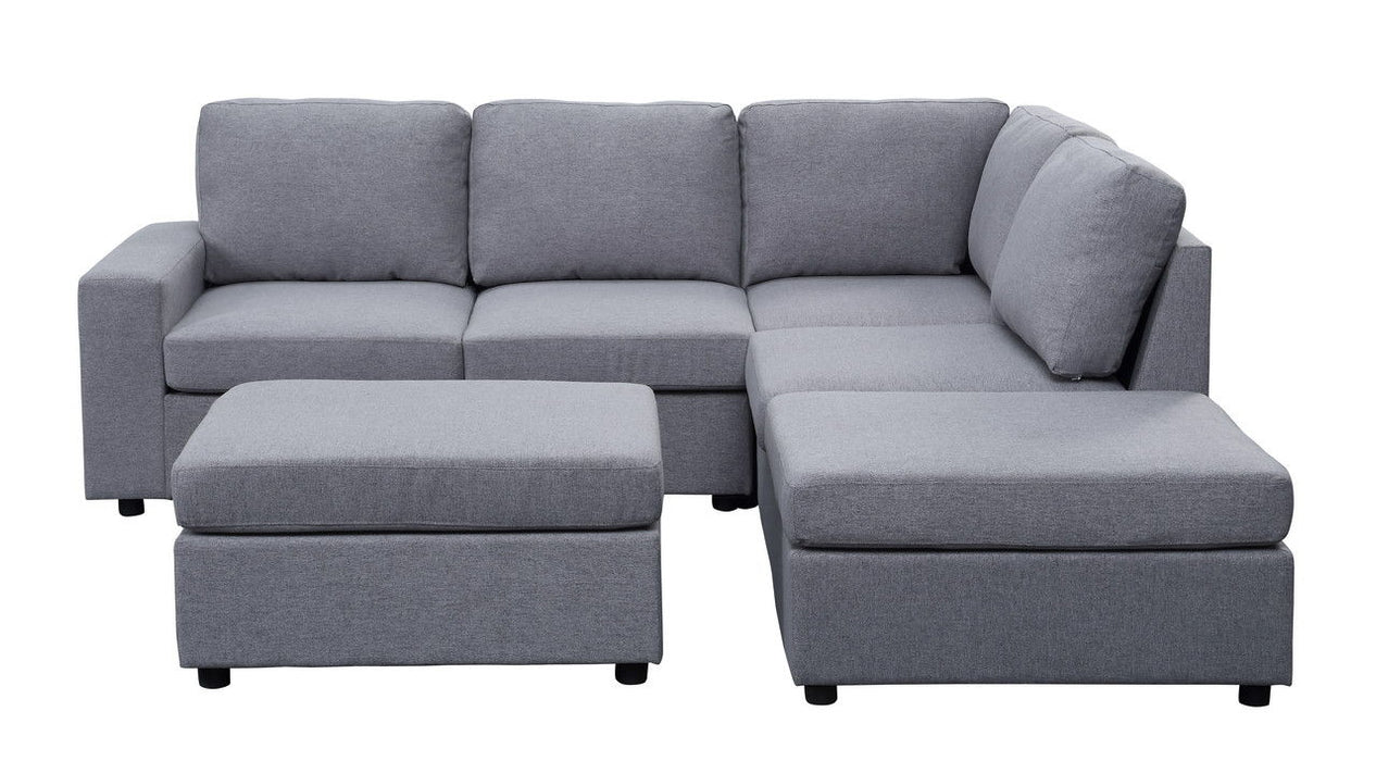 Marta - Linen 6 Seat Reversible Modular Sectional Sofa With Ottoman