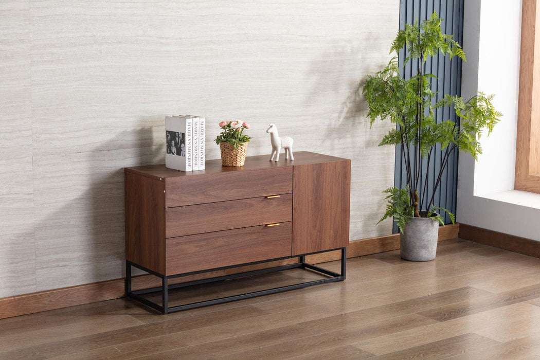Roscoe - Wood TV Stand Console Table - Walnut Brown
