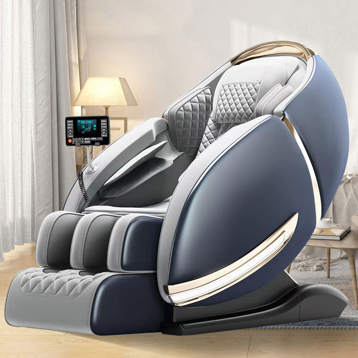 Electric Luxury Back Calf Heat Kneading 3D Ai Voice Zero Gravity Foot Roller Oversize Morden Massage Chair - Blue / Gray