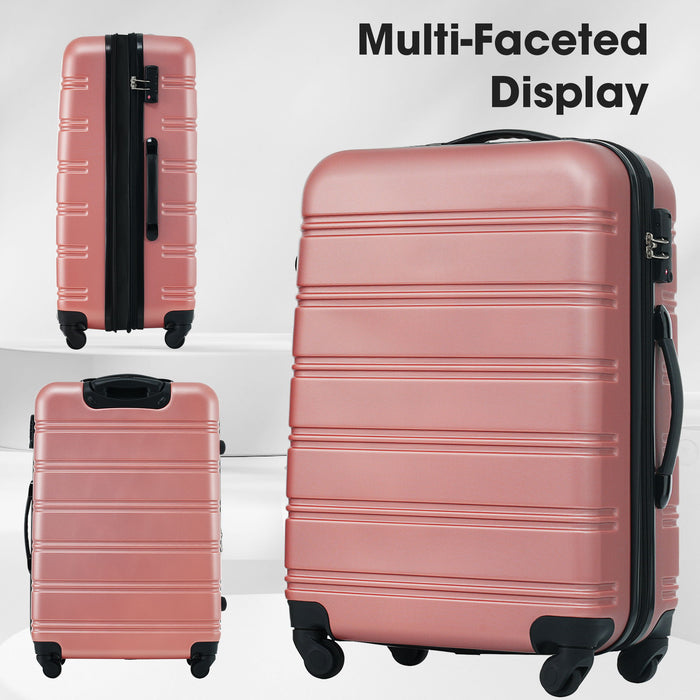 3 Piece Luggage Set Hardside Spinner Suitcase With Tsa Lock 20" 24' 28" Available - Rose Gold