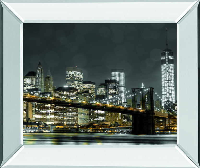 Newyork Lights By Frank, A. - Mirror Framed Print Wall Art - Dark Gray