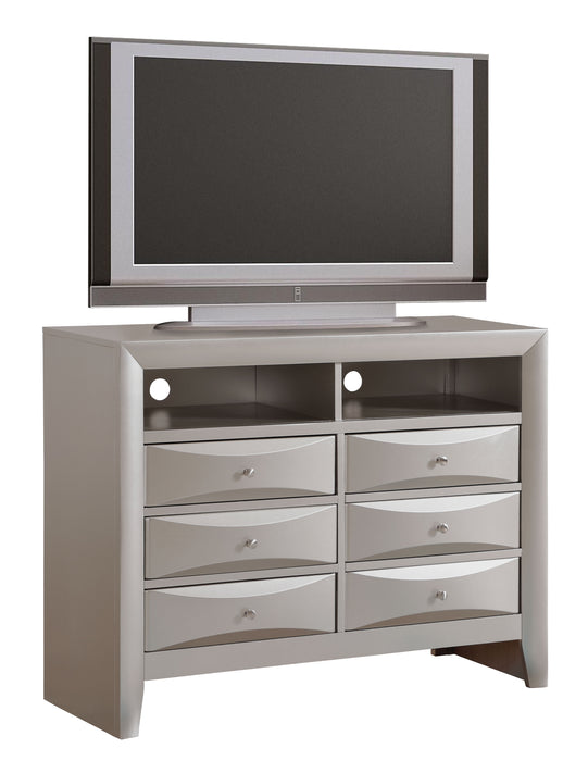 Glory Furniture Marilla Media Chest, Silver Champagne