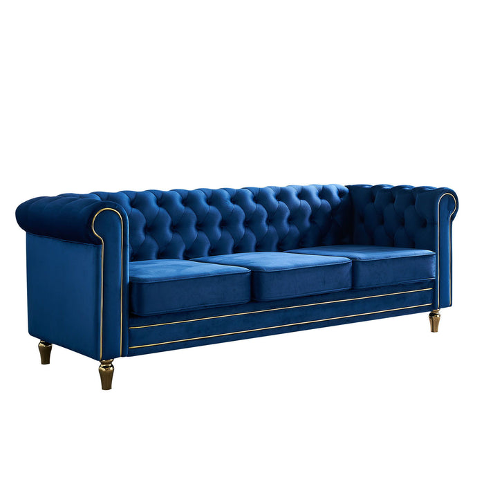 Chesterfield - Velvet Sofa 84.65" For Living Room