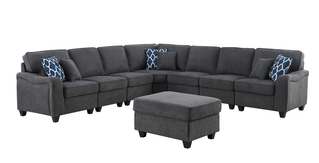 Leo - Woven Modular L-Shape Sectional Sofa And Ottoman