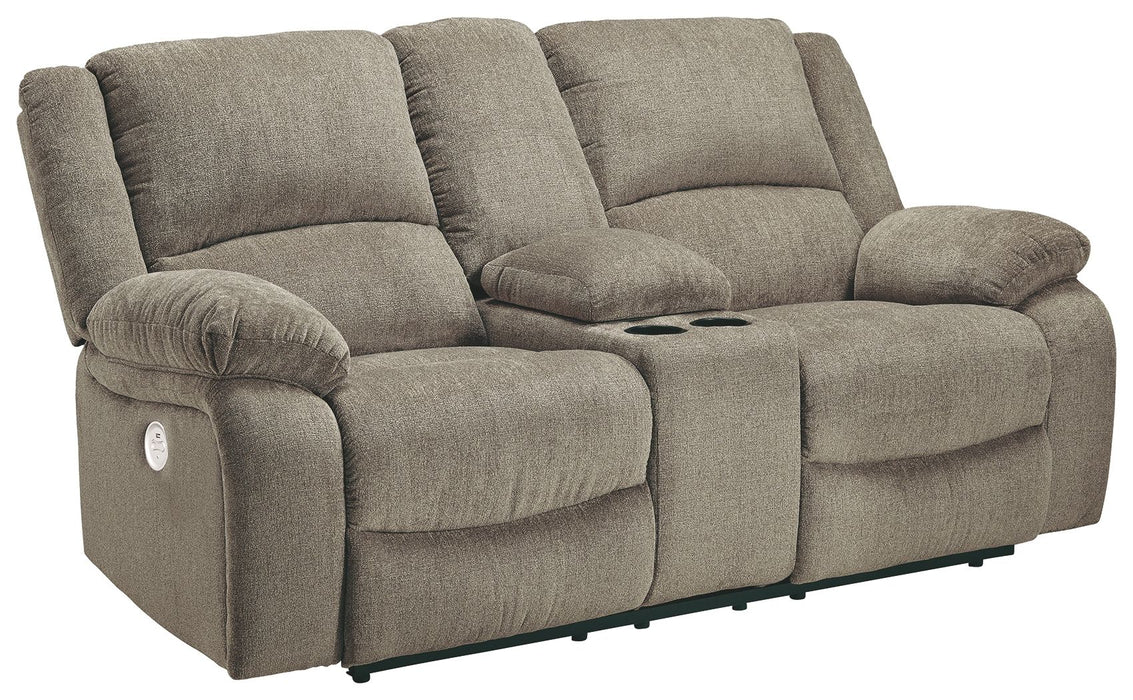 Draycoll - Pewter - Dbl Rec Pwr Loveseat com console