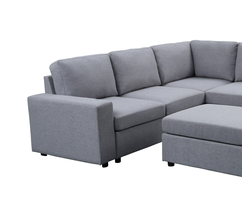 Elliot - Linen 6 Seat Reversible Modular Sectional Sofa - Light Gray