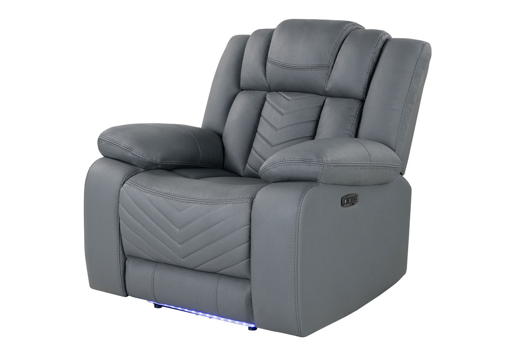 U7068 - 10 Power Recliner With LED - Gray