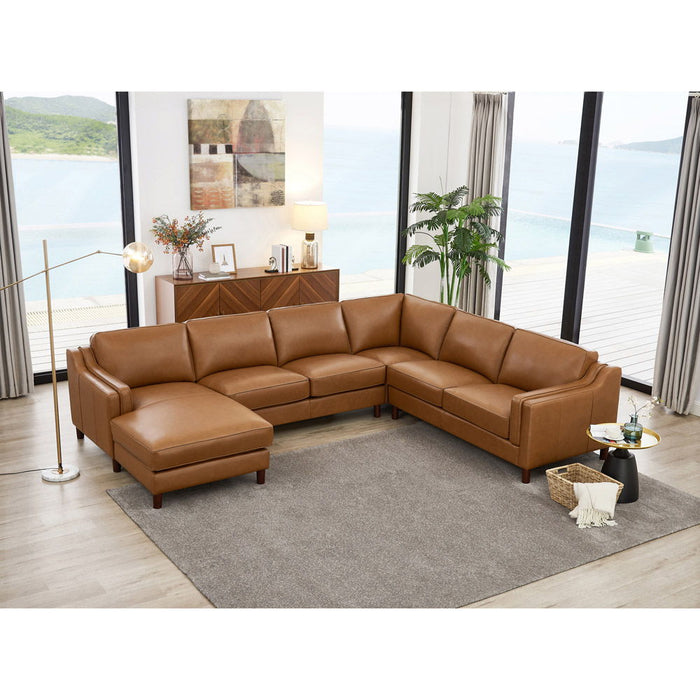 Bella - Leather Left Chaise Sectional - Brown