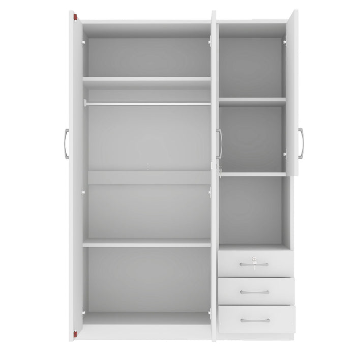 2 Doors Wardrobe Storage For Bedroom With Shelves And 3 Drawers